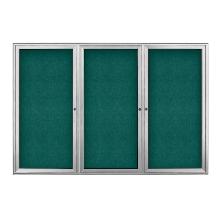 United Visual Products Sliding Door Indoor Enclosed Corkboard, 9 UV9030ACSH-BRONZE-MEDGRY